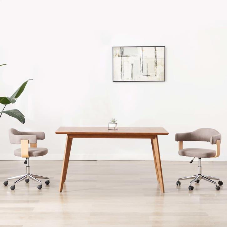 vidaXL Eetkamerstoelen draaibaar 2 st gebogen hout en stof, Huis en Inrichting, Stoelen, Nieuw, Verzenden