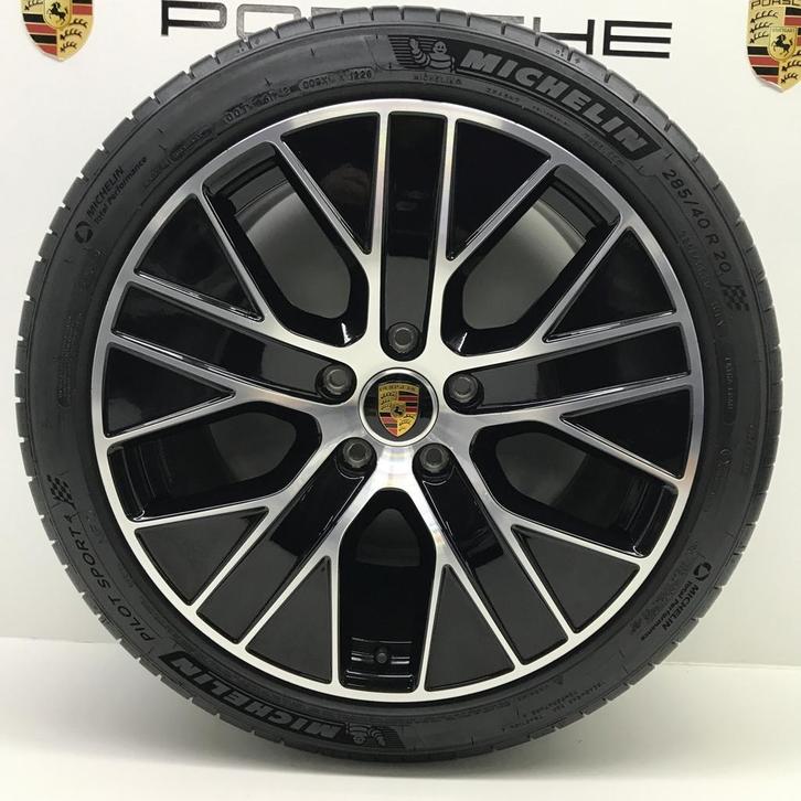 Porsche Taycan ORIGINELE 20inch Turbo Aero zw/alu met banden, Auto-onderdelen, Banden en Velgen, 20 inch, Zomerbanden, 285 mm