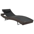 Zonnebed poly rattan bruin | retourdeal 62% korting, Tuin en Terras, Ligbedden, Ophalen of Verzenden, Nieuw, Rotan, Verstelbaar