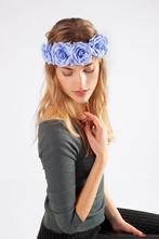 Rozenkrans Rozen Paarsblauw Lila Bloemenkrans Haar Roosjes B, Ophalen of Verzenden, Nieuw, Carnaval, Accessoires