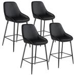 Barkruk Siera met rugleuning - Fluweellook zwart/zwart, Set, Huis en Inrichting, Barkrukken, Verzenden, Nieuw