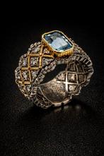 Zonder minimumprijs - Ring Zilver Aquamarijn, Nieuw