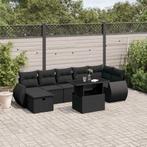 vidaXL 8-delige Loungeset met kussens poly rattan zwart, Verzenden, Nieuw, Rotan, Loungeset