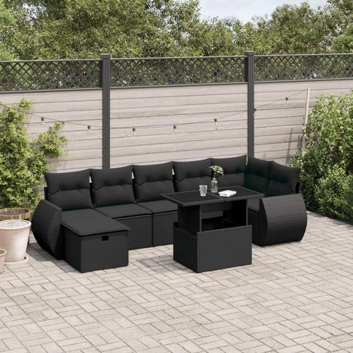 vidaXL 8-delige Loungeset met kussens poly rattan zwart, Tuin en Terras, Tuinsets en Loungesets, Loungeset, Nieuw, Rotan, Verzenden