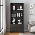 [en.casa] Boekenkast Hammarland 180x80x40 cm zwart, Huis en Inrichting, Verzenden, Nieuw