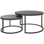 TRUUSK Ronde Salontafel Set Van 2 Stapelbare Bijzettafel Met, Huis en Inrichting, Tafels | Bijzettafels, Verzenden, Nieuw