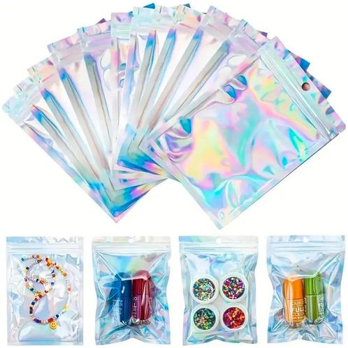 Fako Bijoux® - 50 Holografische Folie Zip Lock Zakjes Met, Diversen, Cadeauverpakkingen, Verzenden