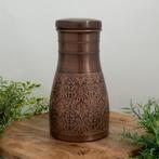 Puur koperen karaf antique geëtst met dop ± 950 ml, Nieuw