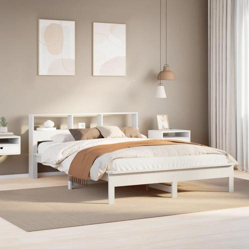 vidaXL Bed met boekenkast zonder matras grenenhout wit, Huis en Inrichting, Slaapkamer | Bedden, 120 cm, 200 cm, Wit, Twijfelaar