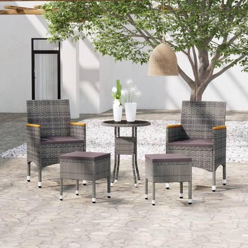 vidaXL 5-delige Loungeset poly rattan grijs, Tuin en Terras, Tuinsets en Loungesets, Loungeset, Nieuw, Rotan, Verzenden