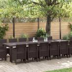 vidaXL 15-delige Tuinset met kussens poly rattan bruin, Tuin en Terras, Tuintafels, Verzenden, Nieuw, Kunststof