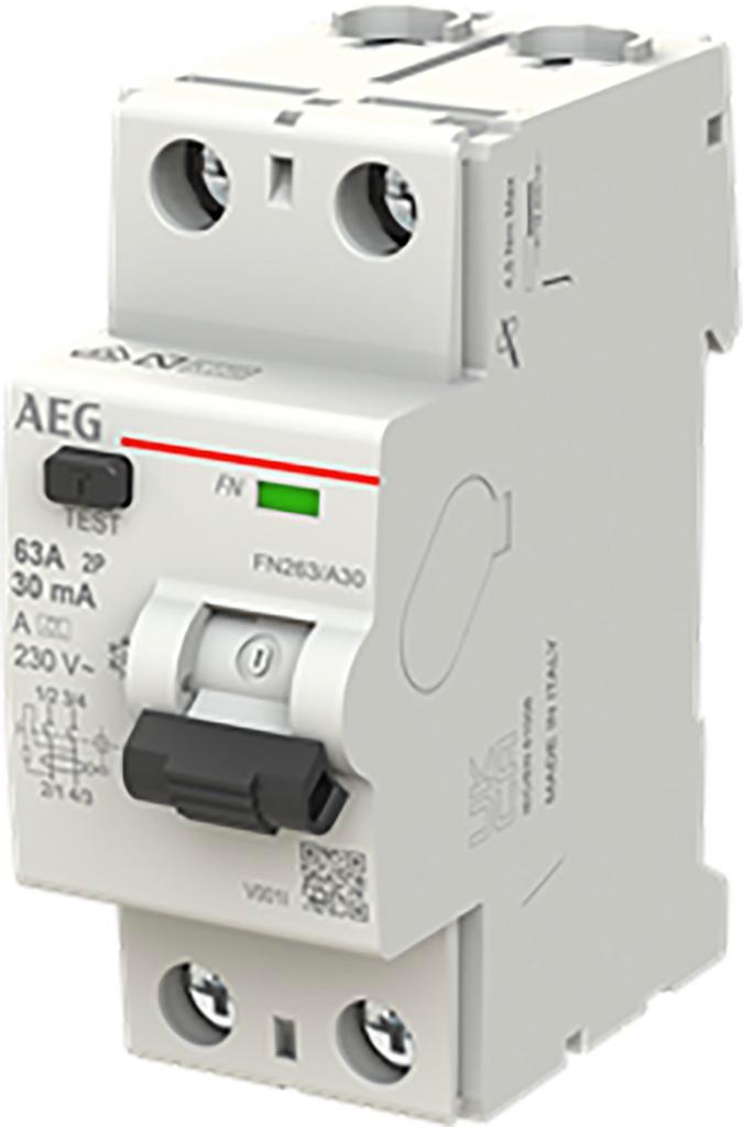 AEG aardlekschakelaar / 2-polig, 30mA, 63A / 2CSF702156R1630, Doe-het-zelf en Verbouw, Elektra en Kabels, Nieuw, Ophalen of Verzenden