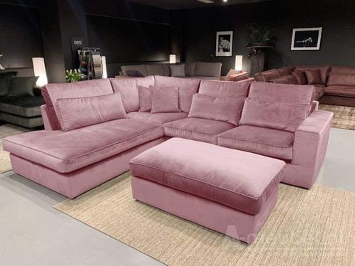 Hoekbank Leusden - hoekbanken - Roze - Velvetstof, Huis en Inrichting, Banken | Sofa's en Chaises Longues, Nieuw, Stof