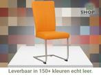 Leren eetkamerstoel Dry - Toledo Mandarin (oranje) -, Huis en Inrichting, Stoelen, Overige kleuren, Nieuw, Leer, Ophalen of Verzenden