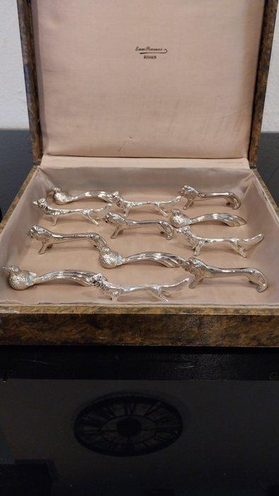 Dlg Christofle - Sandoz - Messensteun (12) - Lion loup paon, Antiek en Kunst, Antiek | Meubels | Tafels