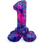Helium Ballon 1 Jaar Verfspetters Met Standaard Leeg 41cm, Verzenden, Nieuw