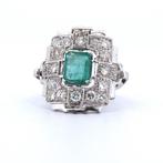 Armring - 18 karaat Witgoud - 2.60ct. tw. Smaragd - Diamant, Sieraden, Tassen en Uiterlijk, Antieke sieraden