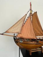Hout - Barograaf - Hout, Katoen - Antieke sloep modelboot