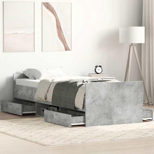 vidaXL Bedframe met hoofd- en voeteneinde betongrijs 75x190, Huis en Inrichting, Slaapkamer | Bedden, Grijs, Nieuw, Eenpersoons