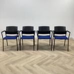 Tweedehands Complete set van 4 stuks vergaderstoelen, blauw, Huis en Inrichting, Stoelen, Ophalen of Verzenden, Gebruikt, Zwart