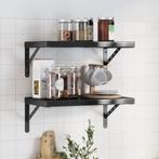 vidaXL Wandschappen 2 st 50x30x3 cm roestvrijstaal zwart, Huis en Inrichting, Woonaccessoires | Wandplanken en Boekenplanken, Verzenden