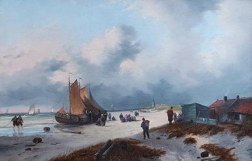 Désiré Donny (1798-1861) - Strandgezicht, Antiek en Kunst, Kunst | Schilderijen | Klassiek