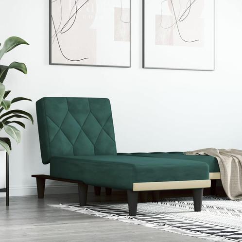 vidaXL Chaise longue fluweel donkergroen, Huis en Inrichting, Banken | Sofa's en Chaises Longues, Nieuw, Verzenden