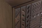 Dressoir TRIBAL 180cm 3D antieklook mangohout donkerbruin -, Huis en Inrichting, Kasten | Dressoirs, Ophalen of Verzenden, Nieuw