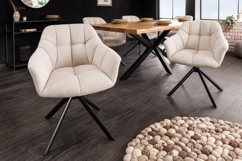 Bureaustoel PAPILLON champagnebeige decoratief gewatteerd, Huis en Inrichting, Stoelen, Ophalen of Verzenden