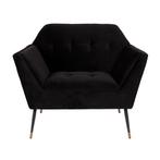 *WOONWINKEL* Dutchbone Kate Retro Fauteuil Zwart Fluweel, Verzenden, Nieuw, Stof