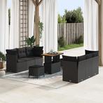 vidaXL 9-delige tuinbank set met kussens, zwart poly riet en, Tuin en Terras, Tuinsets en Loungesets, Verzenden, Nieuw