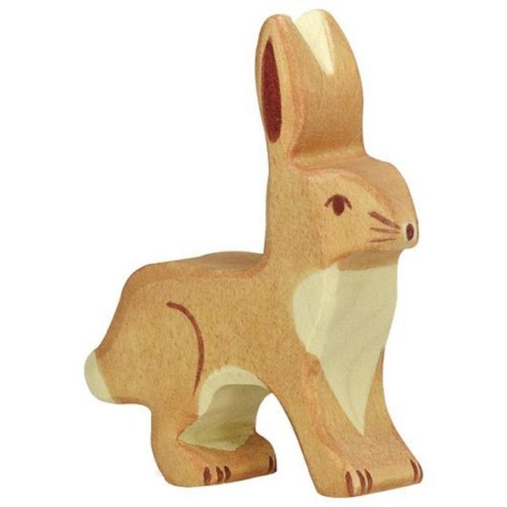 Holztiger - Houten Dieren - Haas rechtopstaande oren 7,5 cm, Kinderen en Baby's, Speelgoed | Overig
