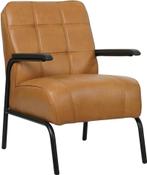 Cognac leren industriële retro fauteuil - Granada leer Sahar, Huis en Inrichting, Fauteuils, Nieuw, Ophalen of Verzenden, 50 tot 75 cm