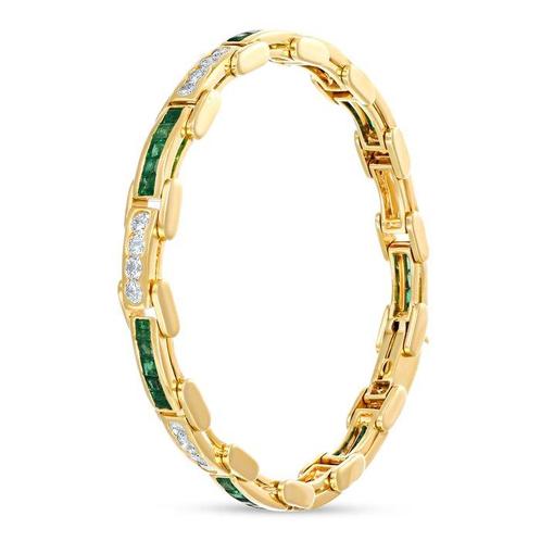 Armband - 18 karaat Geel goud - 3.60ct. tw. Smaragd -, Sieraden, Tassen en Uiterlijk, Armbanden