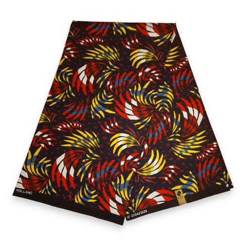 Afrikaanse print stof - Rode Feathers - 100% katoen, Hobby en Vrije tijd, Stoffen en Lappen, Nieuw, Ophalen of Verzenden