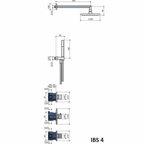 Thermostatische Inbouw Douche Set Bloke Met 2 Stopkranen Ibs, Doe-het-zelf en Verbouw, Sanitair, Ophalen of Verzenden
