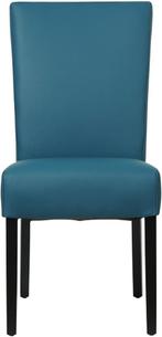 Blauwe leren landelijke eetkamerstoel - Toledo Leer Turquois, Huis en Inrichting, Stoelen, Overige kleuren, Nieuw, Leer, Ophalen of Verzenden