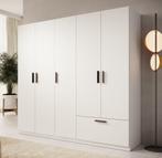 Meubella | Kledingkast 225cm wit Garderobekast 1 lade, Nieuw, 200 cm of meer, Modern, 50 tot 75 cm