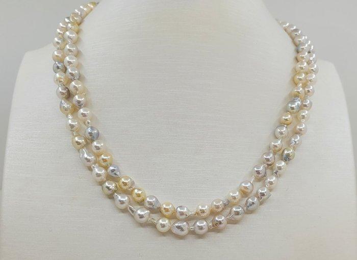 Halsketting Zilver, 5,5x6mm multi gouden en zilveren Akoya, Sieraden, Tassen en Uiterlijk, Kettingen