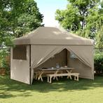 vidaXL Partytent inklapbaar pop-up met 4 zijwanden taupe, Verzenden, Nieuw, Partytent