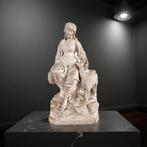 sculptuur, Bergère à la chèvre - 52 cm - Biscuit porselein, Antiek en Kunst