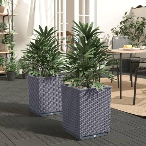 vidaXL Plantenbakken 2 st 30x30x37 cm polypropeen blauwgrijs, Tuin en Terras, Bloembakken en Plantenbakken, Minder dan 60 cm, Nieuw