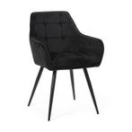 Eetkamerstoel velvet met armleuning - zwart - 87x56.5x43 cm, Verzenden, Nieuw
