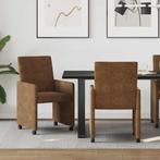 vidaXL Dining Stoelen met Wielen 2 pcs Bruin 57 x 66 x 94 cm, Huis en Inrichting, Stoelen, Verzenden, Nieuw, Bruin