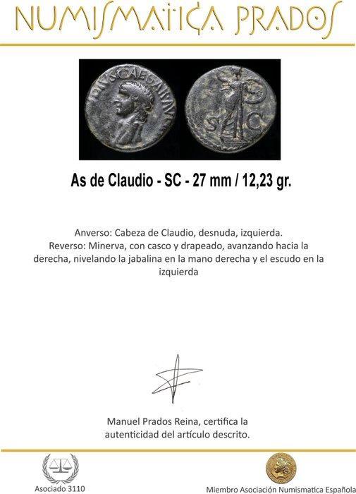 Romeinse Rijk. Claudius (41-54 n.Chr.). As Minerva SC, Postzegels en Munten, Munten | Europa | Niet-Euromunten