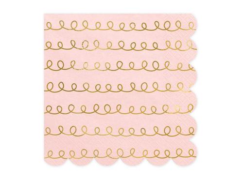 Roze Servetten Gouden Patroon 32cm 20st, Hobby en Vrije tijd, Feestartikelen, Nieuw, Verzenden