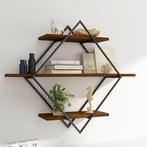 Industriële Wandplank 3 Lagen –Hout en Metaal Zwevende Plank, Huis en Inrichting, Kasten | Wandmeubels, Verzenden, Nieuw