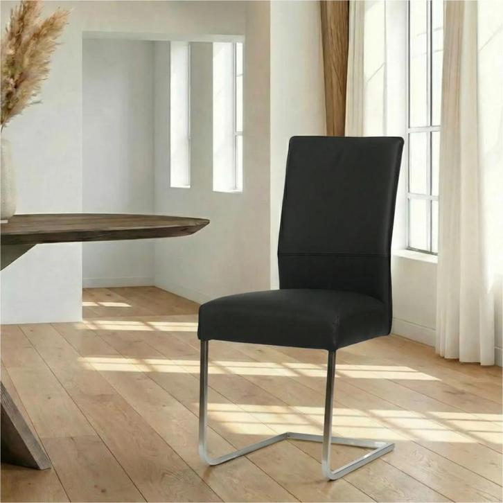 Leren eetkamerstoel Remix - Toledo Nero (zwart) - Sledepoot, Huis en Inrichting, Stoelen, Nieuw, Leer, Ophalen of Verzenden