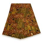 Afrikaanse wax print stof - Bruin en Oranje Autumn Bloom Wav, Hobby en Vrije tijd, Stoffen en Lappen, Ophalen of Verzenden, Nieuw