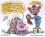 Pentekening Amerika - Carter en Bush (lijst optie), Antiek en Kunst, Verzenden